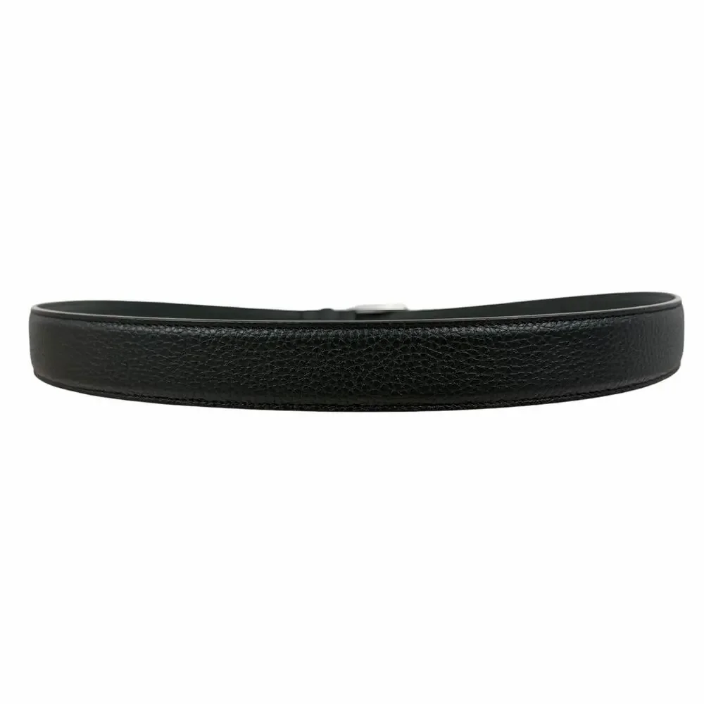 Gucci 3cm Gucci Script Leather Belt Dark Green Men Size 110cm/44